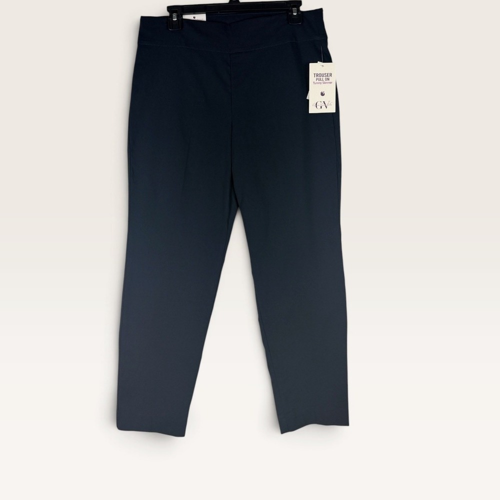 Gloria Vanderbilt Tummy Slimmer Trouser Womens 12P Short Navy Blue NWT